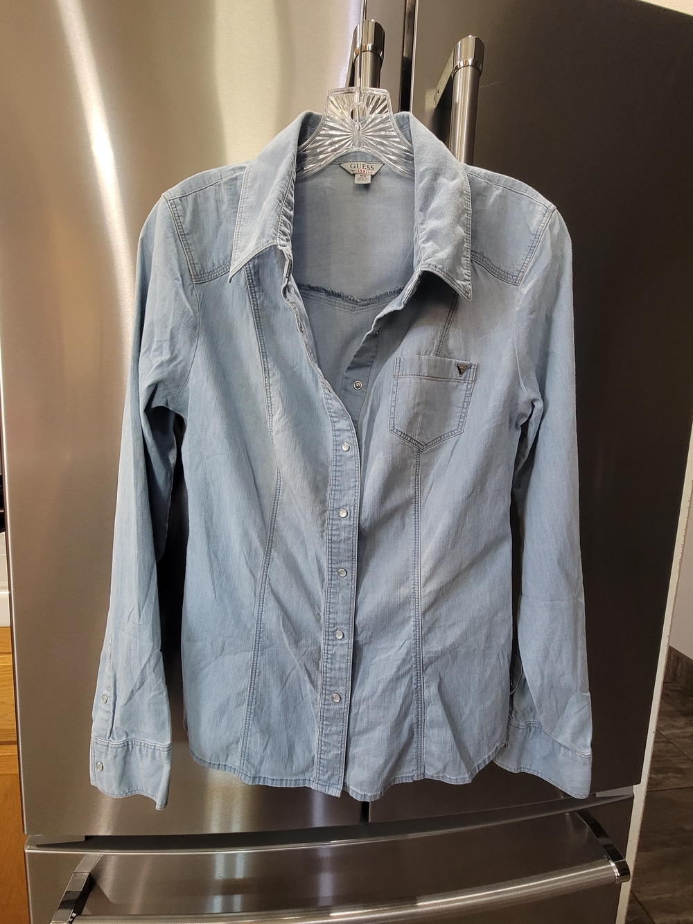 Guess Light Blue Casual Denim-Style Button Down Shirt